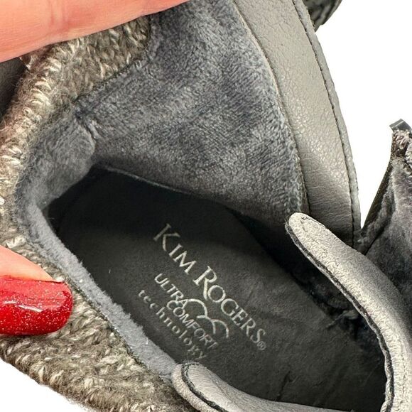 Kim Rogers Tori Boots Gray Fleece Lined Size 7.5 Lugged Sole Cuffed Block Heel - Picture 7 of 9